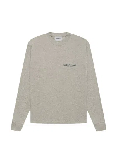 Pre-owned Fear Of God Men's  Essentials Core Collection Long Sleeve T-shirt In Dark Heather Oatmeal