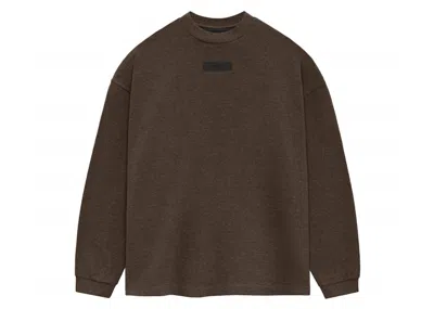 Pre-owned Fear Of God Men's  Essentials Core Collection Long Sleeve Tee Shirt In Heather Wood