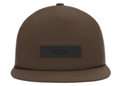 Pre-owned Fear Of God Men's  Essentials Core Collection Nylon Baseball Cap In Wood In Brown