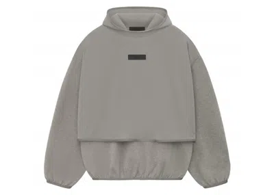 Pre-owned Fear Of God Men's  Essentials Core Collection Nylon Fleece Hooded Sweatshirt In Dust/heather Grey