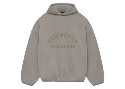 Pre-owned Fear Of God Men's  Essentials Core Collection Nylon Fleece Hoodie In Heather Grey/dust In Gray