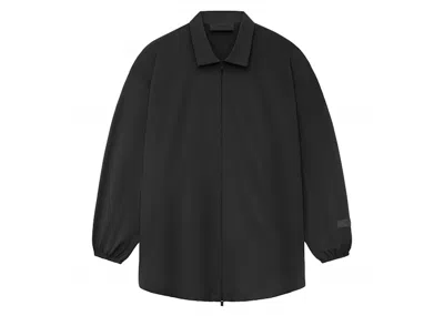 Pre-owned Fear Of God Men's  Essentials Core Collection Nylon Overshirt In Black