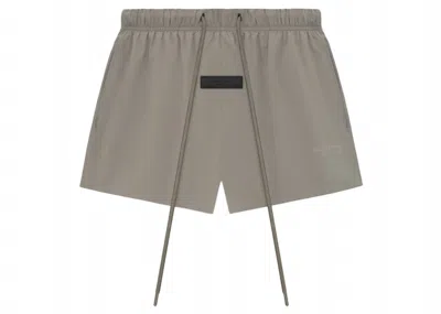 Pre-owned Fear Of God Men's  Essentials Core Collection Nylon Running Short In Dust
