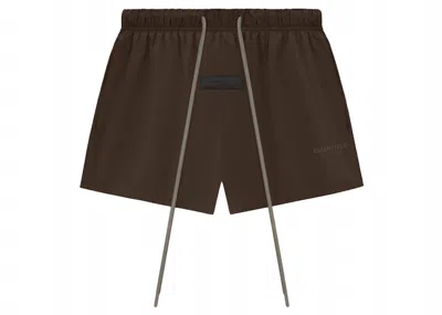 Pre-owned Fear Of God Men's  Essentials Core Collection Nylon Running Short In Wood