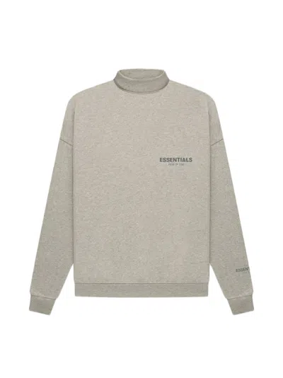 Pre-owned Fear Of God Men's  Essentials Core Collection Pullover Mockneck In Dark Heather Oatmeal In Brown