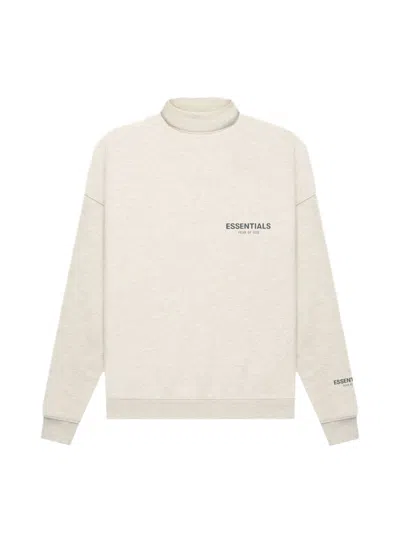 Pre-owned Fear Of God Men's  Essentials Core Collection Pullover Mockneck In Light Heather Oatmeal In Brown