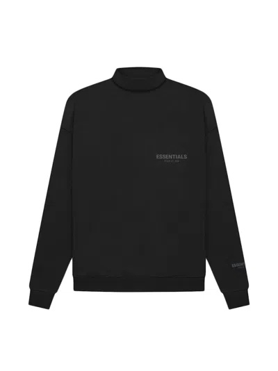Pre-owned Fear Of God Men's  Essentials Core Collection Pullover Mockneck In Stretch Limo In Black