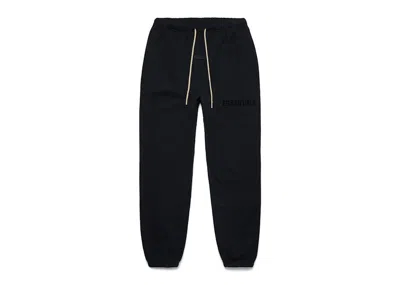 Pre-owned Fear Of God Men's  Essentials Cream Drawstring Sweatpant In Jet Black