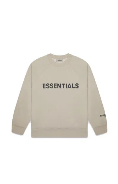 Pre-owned Fear Of God Men's  Essentials Crewneck Sweatshirt Applique Logo In Olive/khaki