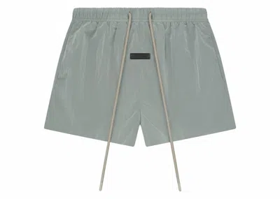 Pre-owned Fear Of God Men's  Essentials Crinkle Nylon Running Short In Seal In Gray