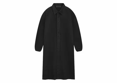 Pre-owned Fear Of God Men's  Essentials Denim Car Coat In Overdye Black Denim