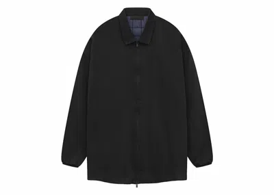Pre-owned Fear Of God Men's  Essentials Denim Filled Shirt Jacket In Overdye Black Denim