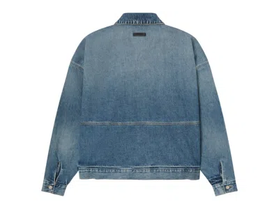 Pre-owned Fear Of God Men's  Essentials Denim Trucker Jacket (fw25) In Classic Blue