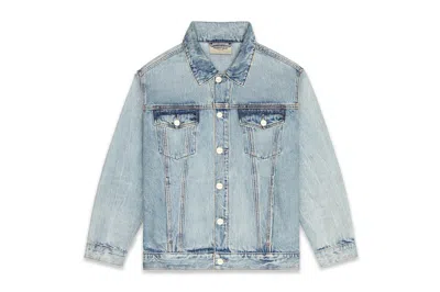 Pre-owned Fear Of God Men's  Essentials Denim Trucker Jacket In Light Indigo