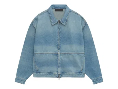 Pre-owned Fear Of God Men's  Essentials Denim Trucker Jacket In Vintage Blue