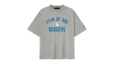 Pre-owned Fear Of God Men's  Essentials Dodgers 90's Tee Shirt In Concrete Heather