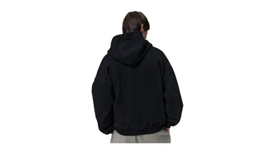 Pre-owned Fear Of God Men's  Essentials Embossed Classic Fleece Zipup Hoodie In Vintage Black