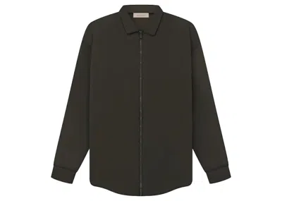 Pre-owned Fear Of God Men's  Essentials Filled Nylon Shirt Jacket In Off Black