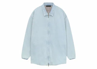 Pre-owned Fear Of God Men's  Essentials Filled Shirt Jacket In Light Wash Denim