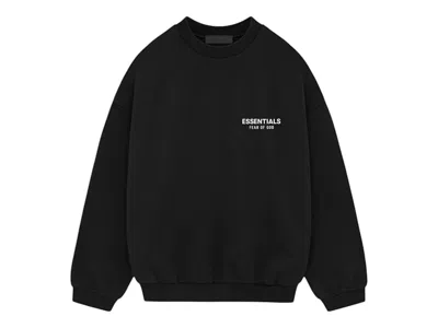 Pre-owned Fear Of God Men's  Essentials Fleece Crewneck Sweatshirt (fw24) In Black