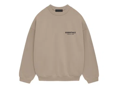 Pre-owned Fear Of God Men's  Essentials Fleece Crewneck Sweatshirt In Desert Sand