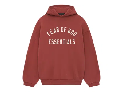 Pre-owned Fear Of God Men's  Essentials Fleece Hoodie In Crimson