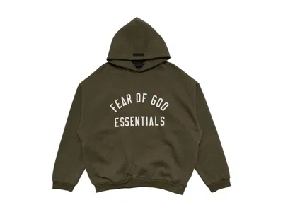 Pre-owned Fear Of God Men's  Essentials Fleece Hoodie In Military