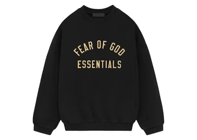 Pre-owned Fear Of God Men's  Essentials Fleece Ii Crewneck Sweatshirt In Black