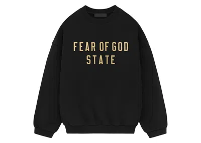 Pre-owned Fear Of God Men's  Essentials Fleece Iii Crewneck Sweatshirt In Black