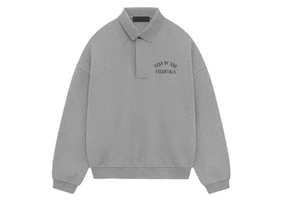 Pre-owned Fear Of God Men's  Essentials Fleece Polo Shirt In Dark Heather In Gray