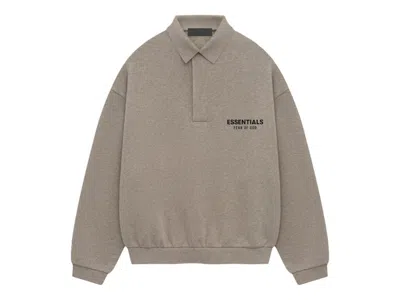 Pre-owned Fear Of God Men's  Essentials Fleece Polo Shirt In Heather Gray