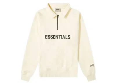 Pre-owned Fear Of God Men's  Essentials Half Zip Pullover Sweater In Cream Butter Cream