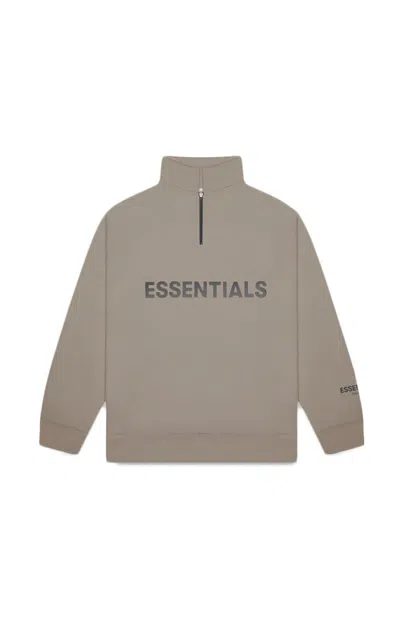Pre-owned Fear Of God Men's  Essentials Half Zip Pullover Sweater In Taupe
