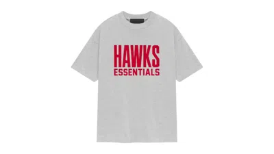Pre-owned Fear Of God Men's  Essentials Hawks Tee Shirt In Light Heather Grey