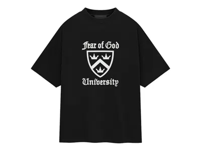 Pre-owned Fear Of God Men's  Essentials Heavy Crewneck Sweatshirt Tee Shirt (fw24) In Black