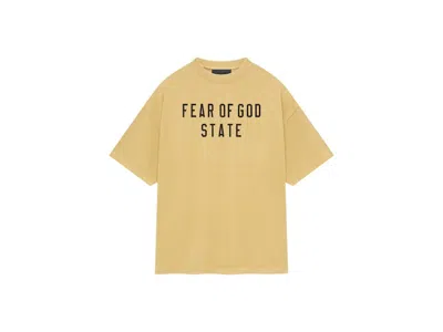Pre-owned Fear Of God Men's  Essentials Heavy Crewneck Sweatshirt Tee Shirt In Amber In Orange