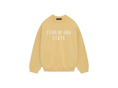 Pre-owned Fear Of God Men's  Essentials Heavy Fleece Crewneck Sweatshirt In Amber