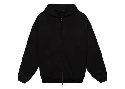 Pre-owned Fear Of God Men's  Essentials Heavy Fleece Full Zip Hoodie In Black