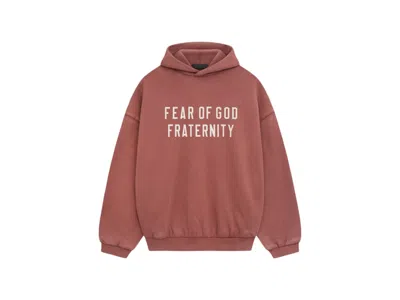 Pre-owned Fear Of God Men's  Essentials Heavy Fleece Hoodie In Crimson