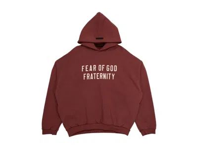 Pre-owned Fear Of God Men's  Essentials Heavy Fleece Hoodie In Crimson