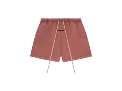 Pre-owned Fear Of God Men's  Essentials Heavy Fleece Soccer Short In Crimson
