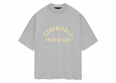 Pre-owned Fear Of God Men's  Essentials Heavy Jersey Crewneck Sweatshirt Tee Shirt In Light Heather Grey