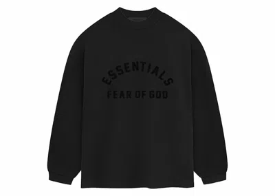 Pre-owned Fear Of God Men's  Essentials Heavy Jersey Longsleeve Tee Shirt In Jet Black