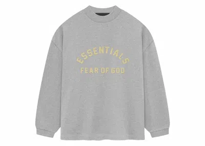 Pre-owned Fear Of God Men's  Essentials Heavy Jersey Longsleeve Tee Shirt In Light Heather Grey