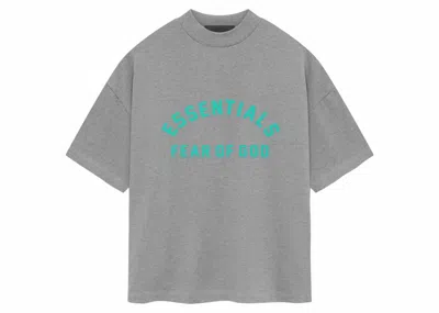 Pre-owned Fear Of God Men's  Essentials Heavy Jersey Short Sleeve Tee Shirt In Dark Heather Oatmeal In Brown