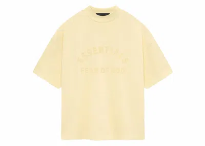 Pre-owned Fear Of God Men's  Essentials Heavy Jersey Short Sleeve Tee Shirt In Garden Yellow