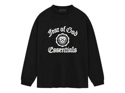 Pre-owned Fear Of God Men's  Essentials Heavy Longsleeve Tee Shirt (fw24) In Black