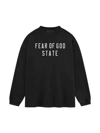Pre-owned Fear Of God Men's  Essentials Heavy Longsleeve Tee Shirt In Black