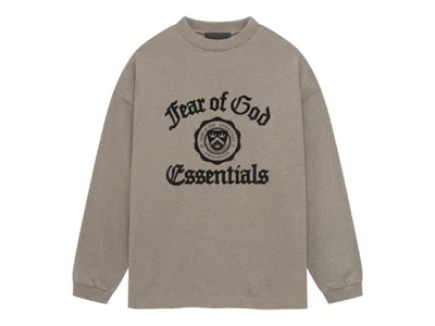 Pre-owned Fear Of God Men's  Essentials Heavy Longsleeve Tee Shirt In Heather Gray