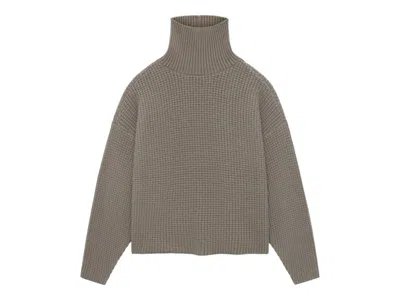 Pre-owned Fear Of God Men's  Essentials Heavy Waffle Turtleneck In Heather Gray